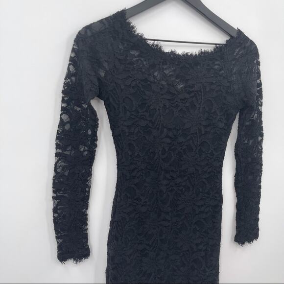 Black Lace Body Con Dress Size Small - Picture 2 of 8